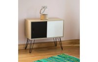 relaxdays Sideboard Retro 70 x 80 cm, Nature/Schwarz/Weiss