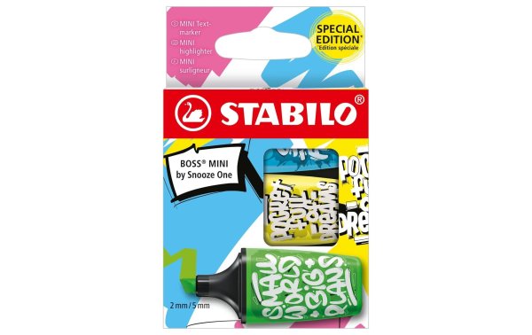 STABILO Textmarker Boss Mini Snooze Blau/Gelb/Grün, 3-teilig