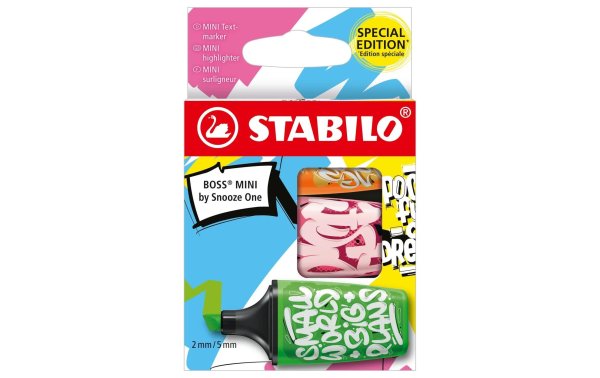 STABILO Textmarker Boss Mini Snooze Grün/Orange/Pink, 3-teilig