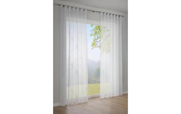 Gardinia Tagvorhang mit Schlaufe Voile-Flock 140 x 245 cm, Weiss