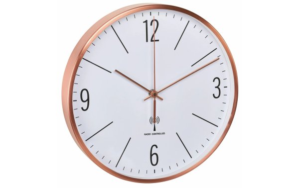 TFA Dostmann Funk-Wanduhr Ø 30 cm, Kupfer