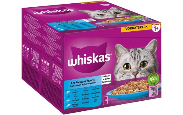 Whiskas Nassfutter Fisch Auswahl in Gelee 1+, 24 x 85 g