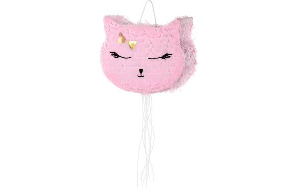 Partydeco Pinata Katze, 35 x 27 x 9 cm, Rosa, 1 Stück