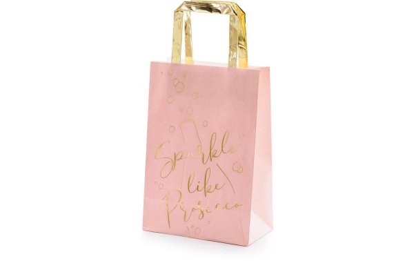 Partydeco Geschenktasche Prosecco 18 x 26 x 10 cm, 6 Stück, Rosa