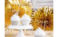 Partydeco Kuchen-Topper Set love, sweet, yum 13 cm, 6 Stück, Gold