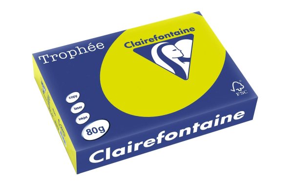 Clairefontaine Kopierpapier Trophée A3, 80 g/m², Neongrün, 500 Blatt