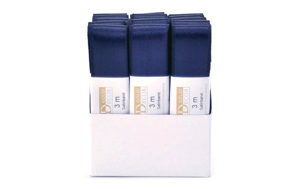 GOLDINA Satinband 25 mm x 3 m, Navyblau, 1 Stück