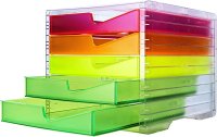 Styro Schubladenbox NeonLine 5 Schubladen, Transparent