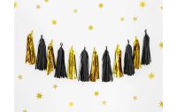 Partydeco Girlande Quasten 1.5 m, Gold/Schwarz