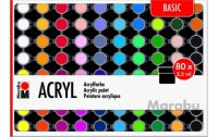 Marabu Acrylfarbe Set Basic, 80 x 3.5 ml