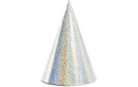 Partydeco Partyhüte holografisch Silber, 16 x 10 cm,...