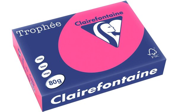 Clairefontaine Kopierpapier Trophée A4, 80 g/m², Neonrosa, 500 Blatt