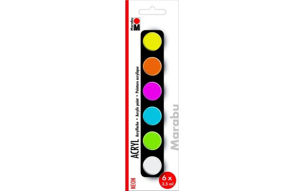 Marabu Acrylfarbe Set Neon, 6 x 3.5 ml