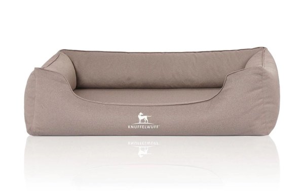 Knuffelwuff Hunde-Bett Leon Velour XL, 105 x 75 cm, Beige/Grau