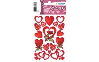 Herma Stickers Motivsticker Herzen und Rosen, 3 Blatt
