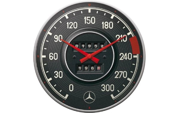 Nostalgic Art Wanduhr Mercedes Benz Tachometer Ø 31 cm, Schwarz