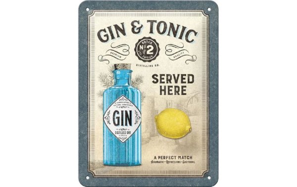 Nostalgic Art Schild Gin & Tonic Served Here 15 x 20 cm, Metall