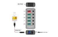 Delock USB-Hub 63263 USB 3.0 - 4x USB-A / 2x Ladeanschluss