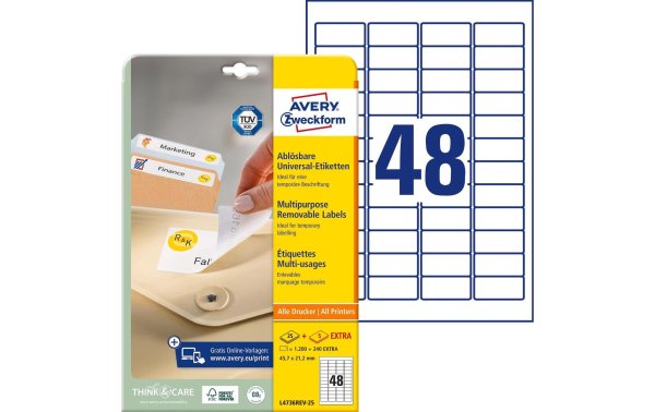 Avery Zweckform Mini-Etiketten Stick + Lift 45.7 x 21.2 mm, 25 Blatt
