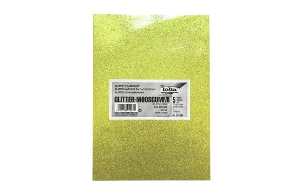 Folia Moosgummi-Set Glitter 5 Stück, Hellgrün