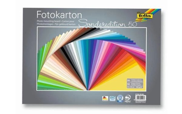 Folia Fotokarton 50er Pack sortiert Mehrfarbig