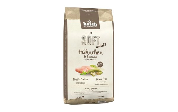 Bosch Tiernahrung Halbfeuchtfutter Soft Adult, Huhn & Banane, 12.5 kg