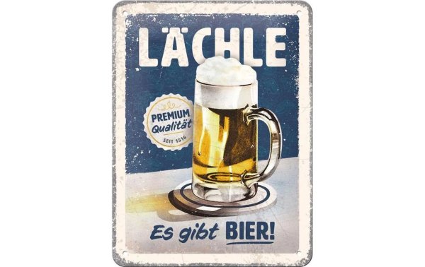 Nostalgic Art Schild Lächle...es gibt Bier 15 x 20 cm, Metall