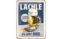 Nostalgic Art Schild Lächle...es gibt Bier 15 x 20...