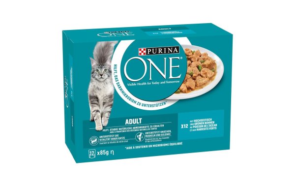 Purina ONE Nassfutter ADULT in Sauce Hochseefisch/Bohnen, 12 x 85g