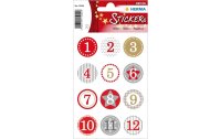 Herma Stickers Adventskalender-Zahlen Sticker Rot/Gold, 2 Blatt