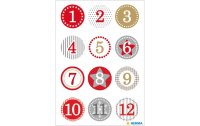 Herma Stickers Adventskalender-Zahlen Sticker Rot/Gold, 2...