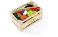 Janod Obst- und Gemüse-Set «Green Market» mit Zubehör im Kasten
