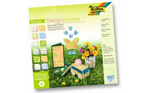 Folia Designpapier Block Blumen Mehrfarbig