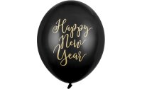 Partydeco Luftballon Happy New Year Schwarz, Ø 30 cm, 6 Stück