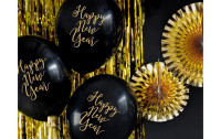 Partydeco Luftballon Happy New Year Schwarz, Ø 30 cm, 6 Stück