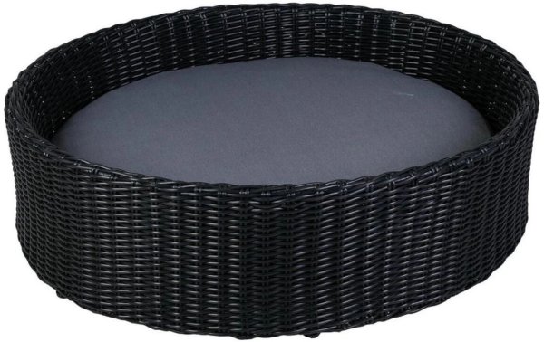 greemotion PET Hunde-Sofa Rattan-Optik rund, Schwarz, Grösse S