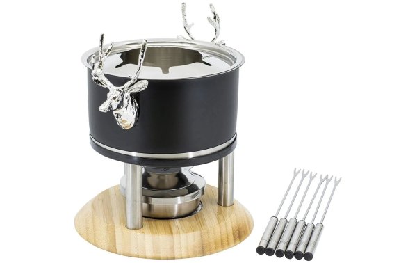 Kadastar Fleischfondue-Set Deer Deluxe 9 Teile, Schwarz