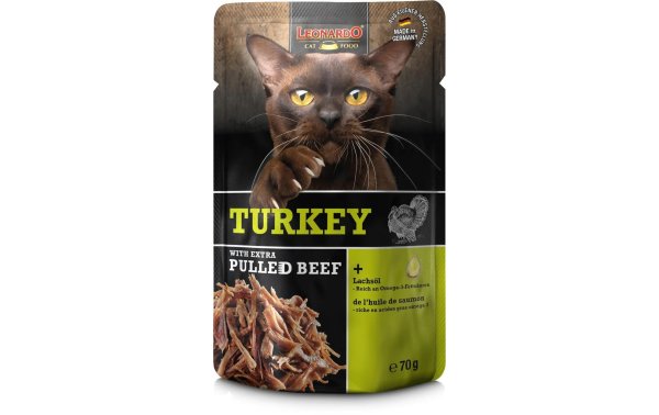 Leonardo Cat Food Nassfutter Truthahn & Pulled Beef, 70 g