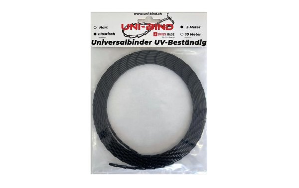 UNI-BIND Kabelbinder Mittel, elastisch 5 m, Schwarz