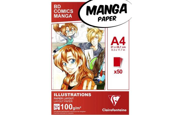 Clairefontaine Zeichenblock Manga A4, 50 Blatt