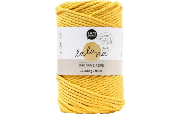 lalana Wolle Makramee Rope 3 mm, 330 g, Senfgelb