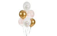 Partydeco Luftballon Love Gold/Weiss, Ø 30 cm, 6...