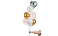 Partydeco Luftballon Love Gold/Weiss, Ø 30 cm, 6 Stück