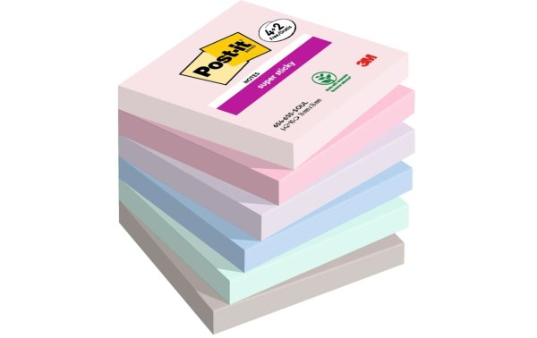 Post-it Notizzettel Super Sticky Promotion 7.6 x 7.6 cm, 6 Blöcke