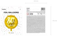 Partydeco Folienballon 80th Birthday Gold/Weiss