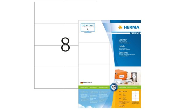 HERMA Universal-Etiketten 105 x 74 mm Permanent, 800 Etiketten