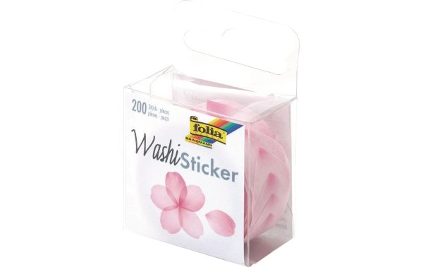 Folia Sticker auf Rolle Washi Blüten, Rosa, 200 Sticker