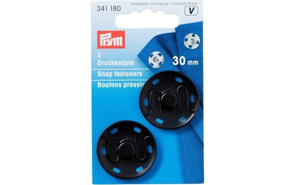 Prym Druckknöpfe Schwarz, 30 mm