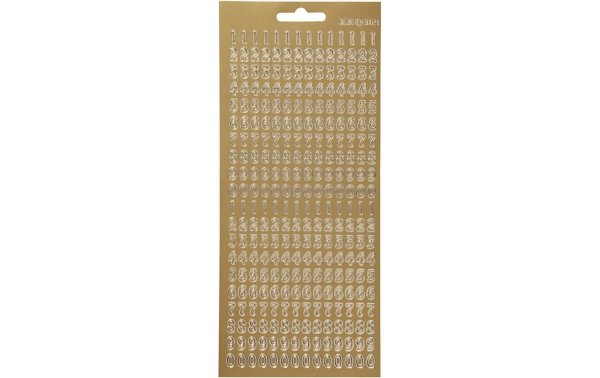 Creativ Company Metallic Sticker 10 cm x 23 cm Zahlen, Gold, 1 Blatt