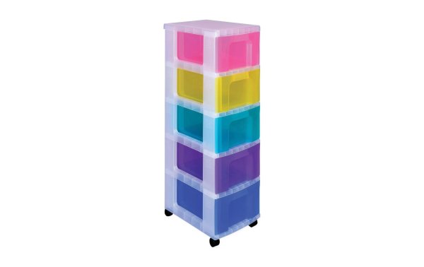 Really Useful Box Schubladenbox 5 x 12 Liter, Mehrfarbig/Transparent